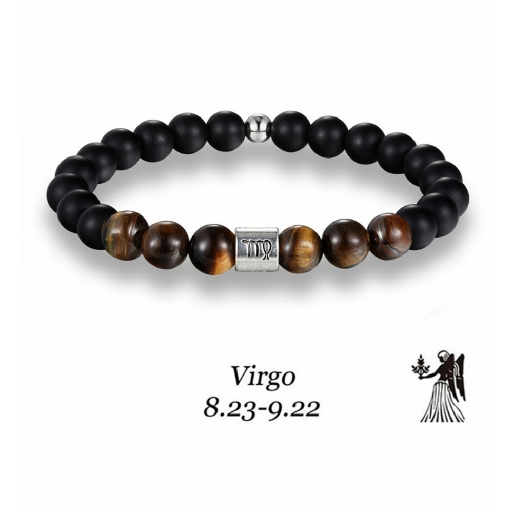 Tiger eye, black matte stone zodiac horoscope brac